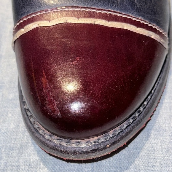 Bed Stu Bonnie Women Ankle Boots Blue Maroon Leather Stitching Zipper Laces 9 - Picture 9 of 16